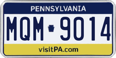 PA license plate MQM9014