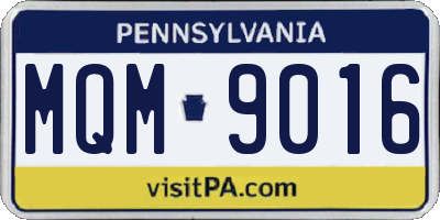 PA license plate MQM9016
