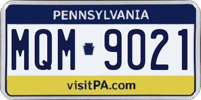 PA license plate MQM9021