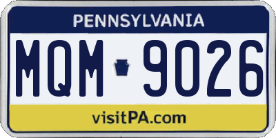 PA license plate MQM9026