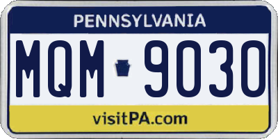 PA license plate MQM9030