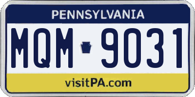 PA license plate MQM9031