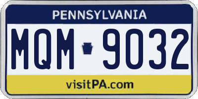 PA license plate MQM9032