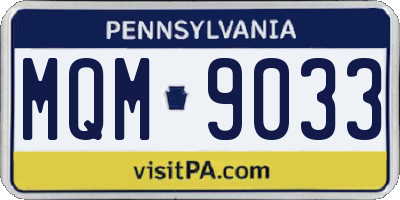 PA license plate MQM9033