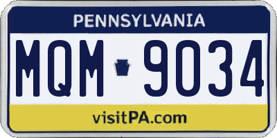 PA license plate MQM9034