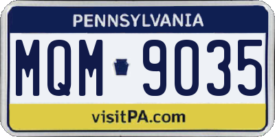PA license plate MQM9035