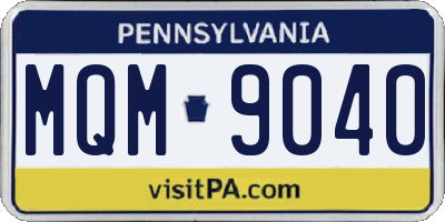 PA license plate MQM9040