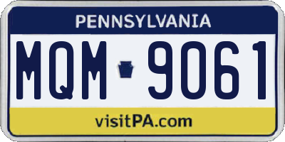 PA license plate MQM9061