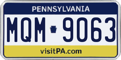 PA license plate MQM9063