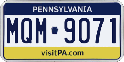 PA license plate MQM9071