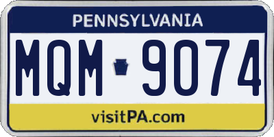 PA license plate MQM9074