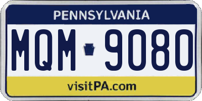 PA license plate MQM9080