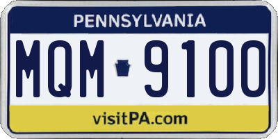 PA license plate MQM9100