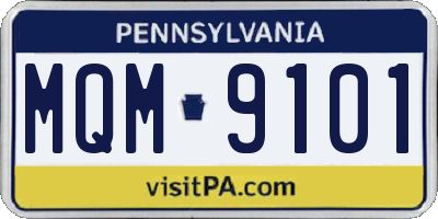 PA license plate MQM9101