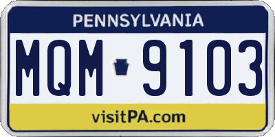 PA license plate MQM9103