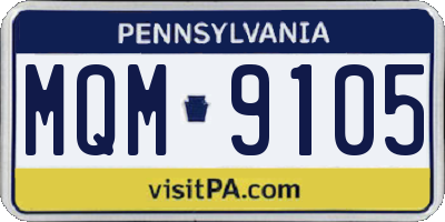 PA license plate MQM9105