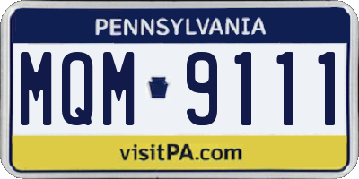 PA license plate MQM9111