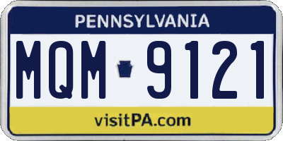 PA license plate MQM9121