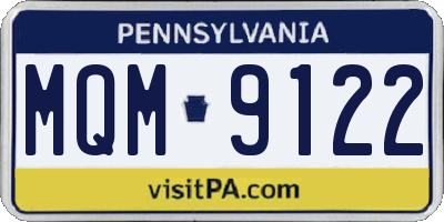 PA license plate MQM9122