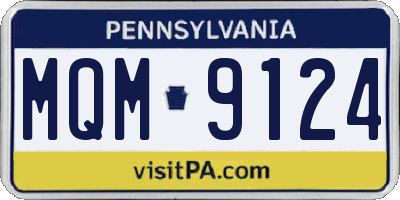 PA license plate MQM9124