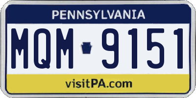 PA license plate MQM9151