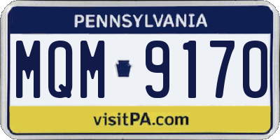 PA license plate MQM9170