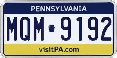 PA license plate MQM9192