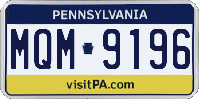 PA license plate MQM9196