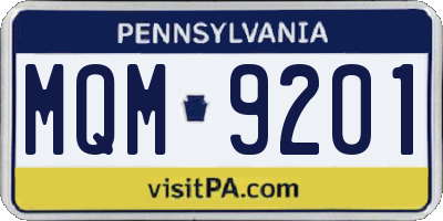 PA license plate MQM9201