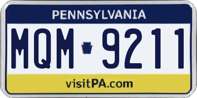 PA license plate MQM9211