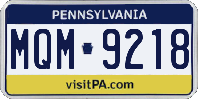 PA license plate MQM9218