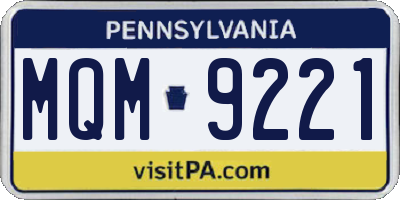 PA license plate MQM9221