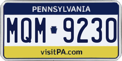 PA license plate MQM9230
