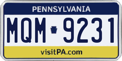 PA license plate MQM9231