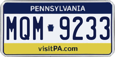 PA license plate MQM9233