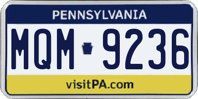 PA license plate MQM9236