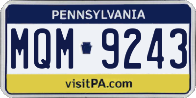 PA license plate MQM9243