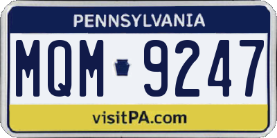 PA license plate MQM9247