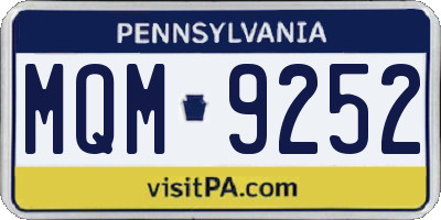 PA license plate MQM9252