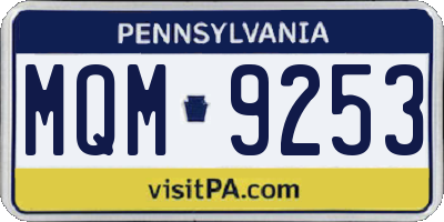 PA license plate MQM9253