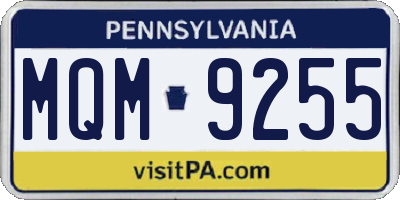 PA license plate MQM9255