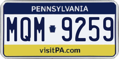 PA license plate MQM9259