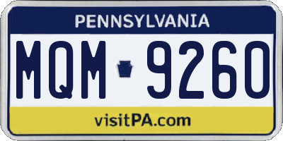 PA license plate MQM9260