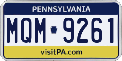 PA license plate MQM9261