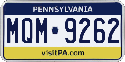 PA license plate MQM9262