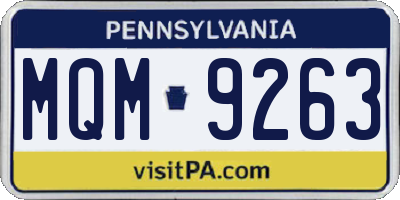 PA license plate MQM9263