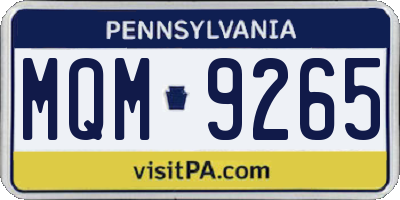 PA license plate MQM9265