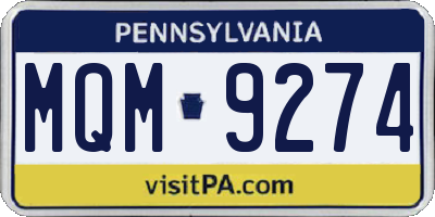 PA license plate MQM9274