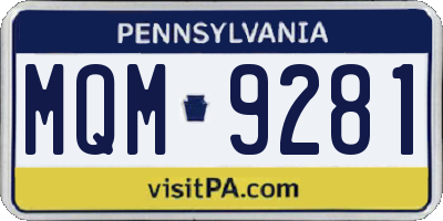 PA license plate MQM9281