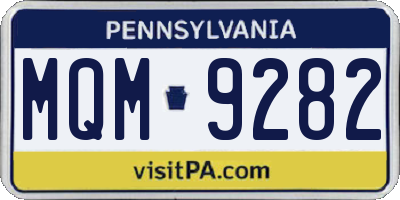 PA license plate MQM9282
